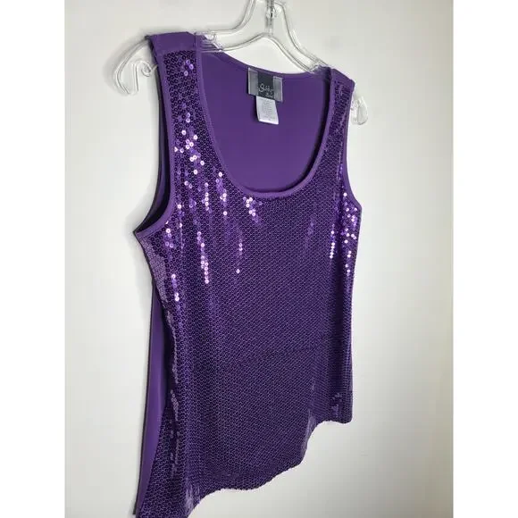 Slinky purple sequin sparkle tank top - medium - Picture 2 of 4